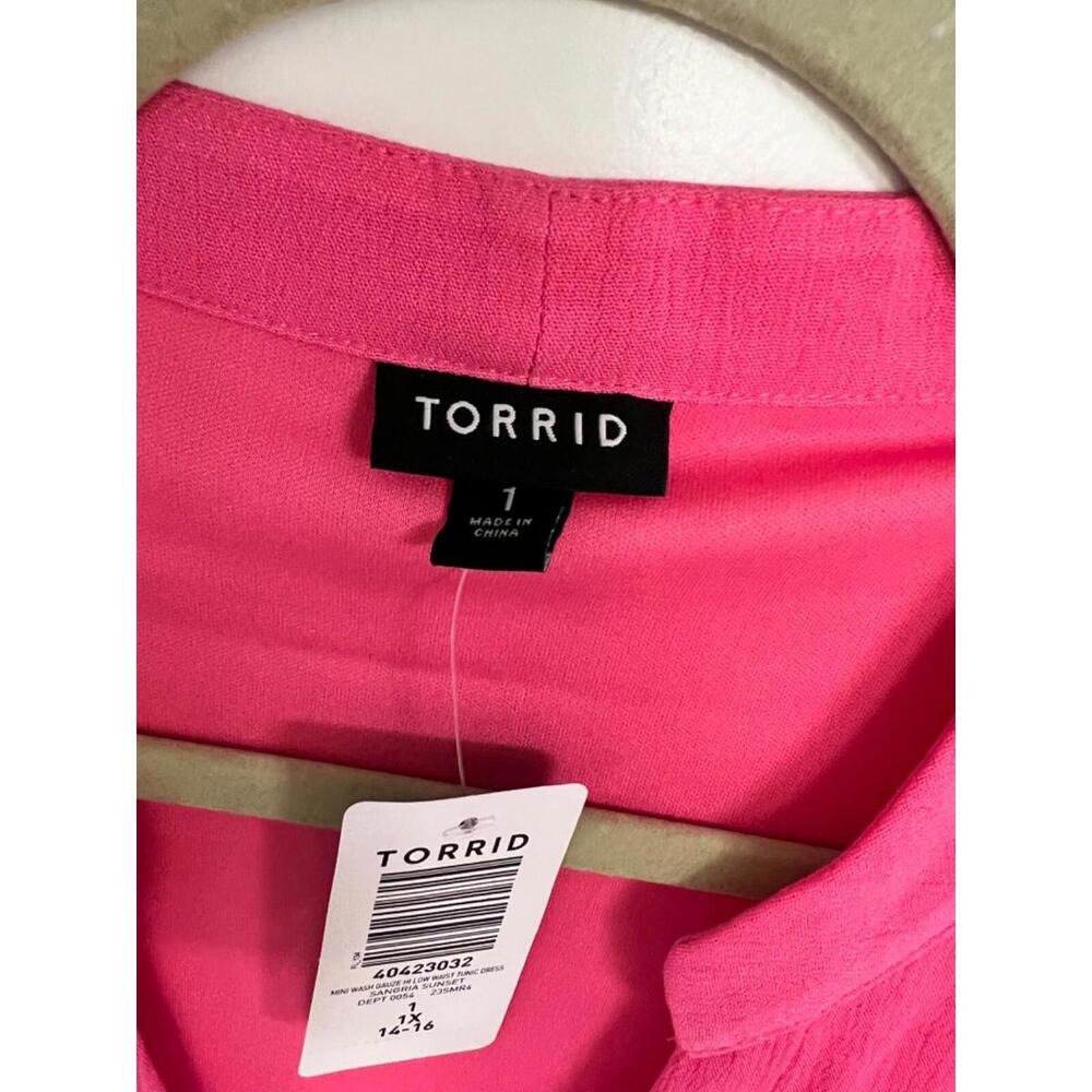 NWT Bright Pink Torrid Mini Washable Gauze Hi Low Waist Tunic Dress Sz 1 - Picture 6 of 9